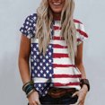thumbnail image 1 of Lenago Hauts d'Été Grande Taille pour Femmes Mode Décontractée Blouse Ample Jour de l'Indépendance Impression Drapeau Col Rond T-Shirt Chemises Blouse Imprimée Tee Tenues du 4 Juillet pour Femmes, 1 of 9