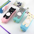 thumbnail image 2 of Trousse à Crayons Animal Chat Simple Dessin Animé, Fournitures Scolaires Crayon en Toile 2 Pcs Triangle Chat Jaune, 2 of 7