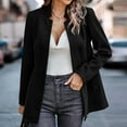 thumbnail image 2 of XFLWAM Women's Casual Business Open Front Long Sleeve Notch Lapel Office Blazer Jacket Black XL, 2 of 7