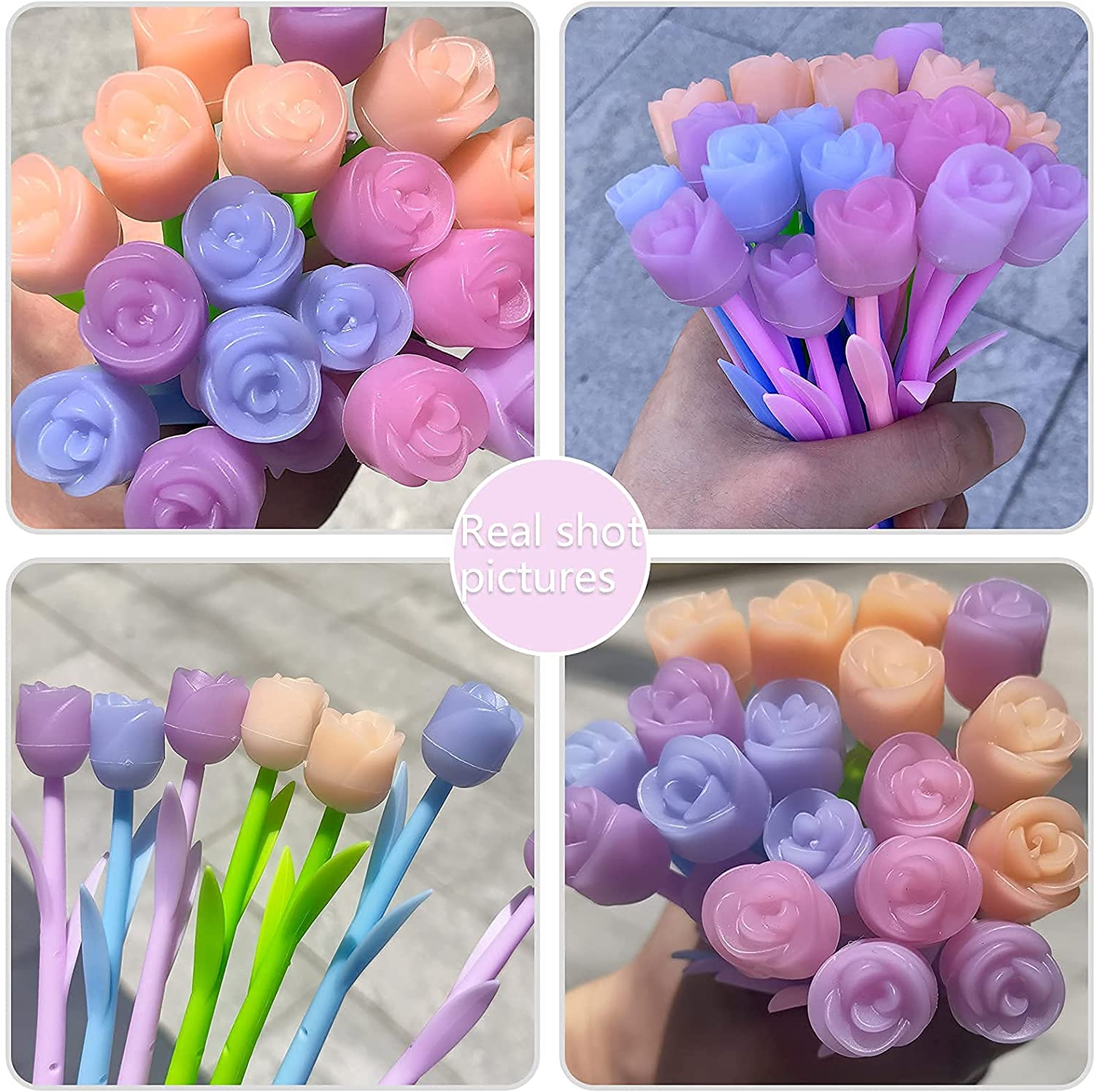 Rush 24PCS Color Changing Flower Pens, Ballpoint Pens Creative Gel Ink Rollerball Pens Fun Pens, Colorful Flower Pen for School Home Office S001 - image 2 of 5