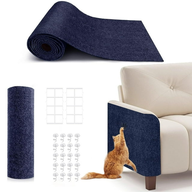 Alfombra de rascar para gatos de 78.7 x 15.8 pulgadas, alfombra autoadhesiva para gatos, protector de muebles para sofá, pared y puertas, protectores de arañazos duraderos para gatos, sofá y gatos de