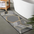 thumbnail image 2 of Gray Gold Hexagon Marble Pattern Bathroom Rugs Mat,Non Slip Microfiber Bathroom Rug,Rubber Backing,Soft Bathroom Mats for Bathroom Floor,Tub and Shower,47x17in(120x43cm), 2 of 5