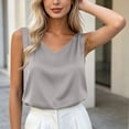 thumbnail image 3 of FDGIU Women's V Neck Satin Spaghetti Strap Tank Top, Solid Loose Straight Hem Business Casual Camisole Blouse, 3 of 7