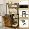thumbnail image 4 of Haverchair Kitchen Bakers Rack with Power Outlets, Microwave Oven Organizer with Tilt Out Trash Can Cabinet Storage Shelf 6 Tiers Coffee Bar Station Stand, Freestanding Rack with 6 Hooks, 4 of 8