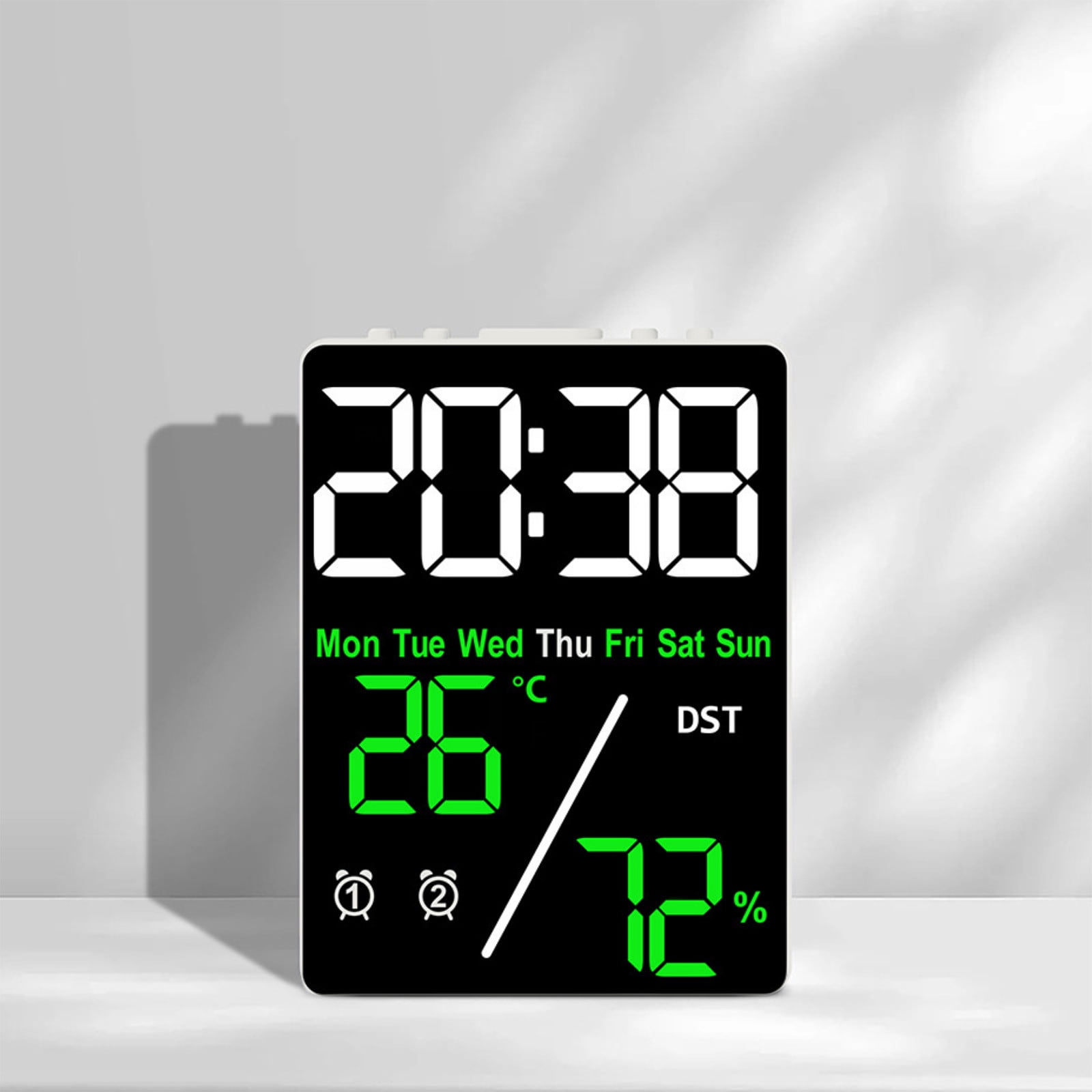 Usloyux Digital Clock LED Screen Display Date Week Temperature Humidity, Multifunctional Alarm Clock with Adjustable Brightness Daylight Saving Time, Modern Desk Clock for Bedroom Office Home