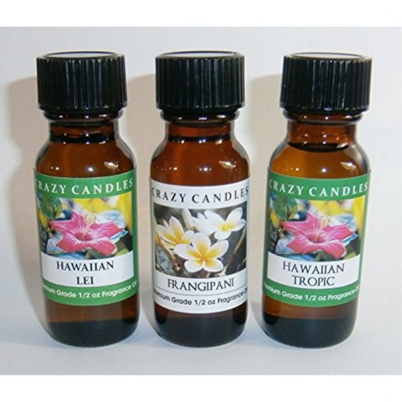 3 Bottles Set, 1 Hawaiian Lei, 1 Hawaiian Tropic, 1 Frangipani The Hawaiian Floral 1/2 Fl Oz Each 15ml Premium Grade Scented
