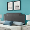 thumbnail image 2 of Headboard, Full Queen Size, Charcoal Grey Gray, Velvet, Modern Contemporary Mid-Century French Country, Mid Century Bedroom Master Guest Suite Room, 2 of 9