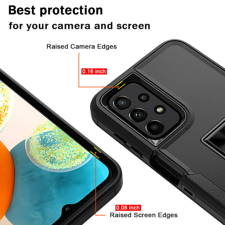 NIFFPD Samsung A23 5G, Galaxy A23 5G Case with Screen Protector Magnetic  Kickstand Car Mount Protection Case Cover for Samsung Galaxy A23 5G Black 