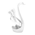 thumbnail image 2 of Exquisito soporte para cuchara y tenedor en forma de cisne de acero inoxidable con 6 cucharas (sin patrón plateado), 2 of 8
