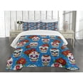 thumbnail image 3 of Ambesonne Sugar Skull Quilted Bedspread Set 3 Pcs, Mexican Retro Dots, King Size, Multicolor, 3 of 5