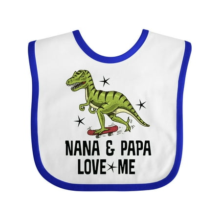 

Inktastic Nana and Papa Love Me Dinosaur Grandson Gift Baby Boy Bib