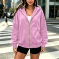 thumbnail image 4 of Horkkom Sweatshirt for Women Long Sleeve Solid Color Zip Up Hoodie Loose Versatile Jackets Casual with Pockets, S-2XL, 4 of 7