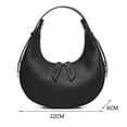 thumbnail image 3 of Bolsa De Hombro Bolso Bolso de cuero de moda para mujer Bolsos de hombro Hobos de media luna sólida (Negro), 3 of 5