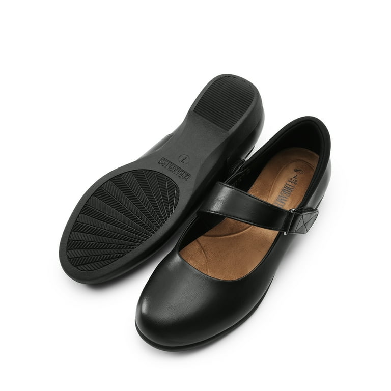 BURUDANI Womens Ballet Mary Jane Flats Non Slip Comfortable Dress Shoes with Ankle Strap BLACK Size 10 Walmart