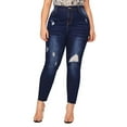 thumbnail image 1 of JDinms Jeans Skinny pour Femmes Taille Mi-Haute, Effet Usé, Coupe Ajustée, Jegging, Pantalon en Denim, 1 of 4
