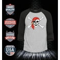 thumbnail image 2 of Shop4Ever Men's Pirate Skull and Crossbones Pirate Flag Raglan Baseball Shirt X-Small Heather Grey/Black, 2 of 4