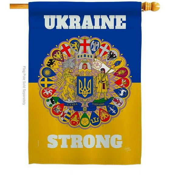 Breeze Decor H120091-BO Ukraine Strong Support Cause 28 x 40 in. Double-Sided Decorative Vertical House Flags for Decoration Banner Garden Yard Gift