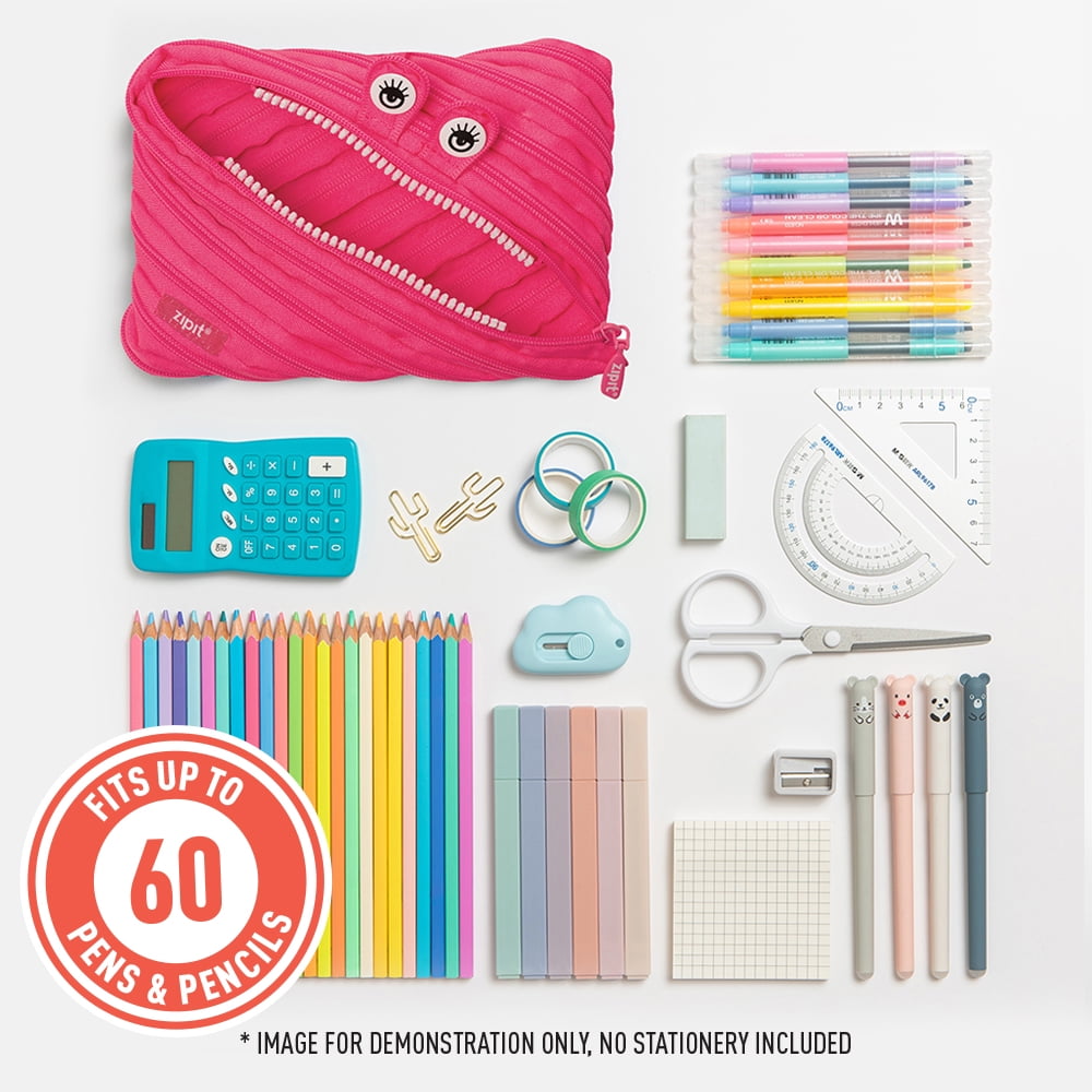 ZIPIT Monster Pencil Cases for Kids with Pink Color