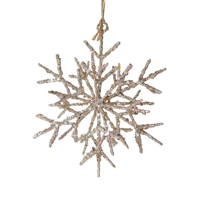 Adorno colgante para árbol de Navidad, decoración navideña, purpurina decorativa, fiesta Copo de nieve de champán