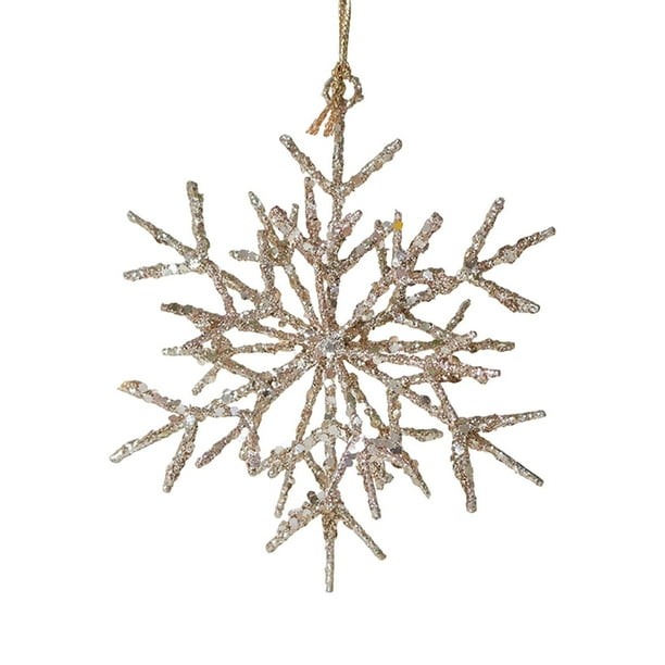 Decoración para árbol de Navidad, decoración para fiestas, hierro brillante creativo y resistente. Copo de nieve de champán