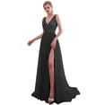 thumbnail image 1 of Vestido elegante de mujer con lentejuelas divididas, sexy, escote en V, sin espalda, vestido de noche, 1 of 6