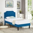 thumbnail image 2 of VECELO Upholstered Platform Bed with Height Adjustable Tufted Button Headboard/Mattress Foundation, Steel Frame, Strong Wood Slat Support, Twin, No Box Spring Needed,Blue, 2 of 7
