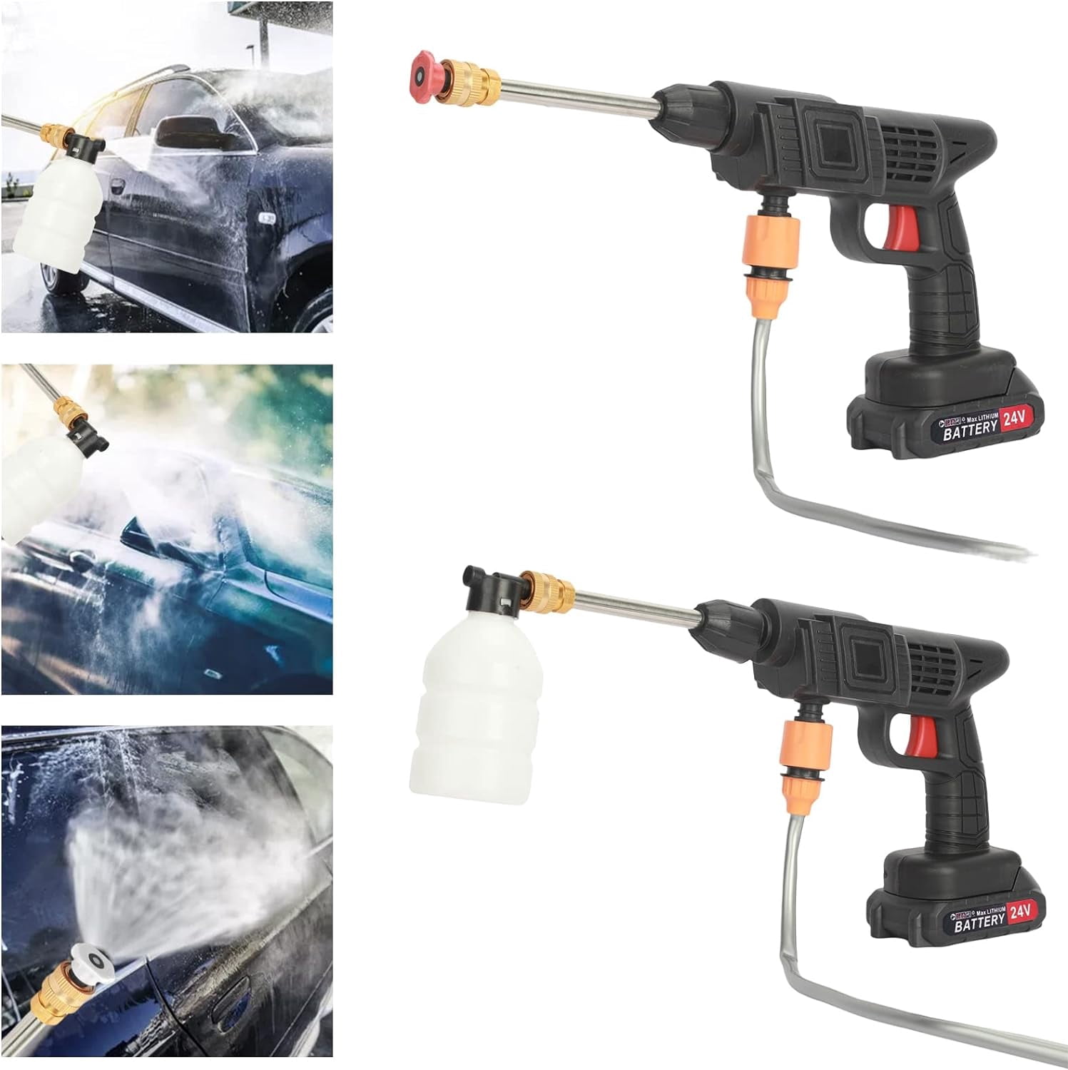 Electric Power Washer Cordless Multifunction Nozzle Battery-Powered Copper Motor 24V Pressure Washer Kit for Car
