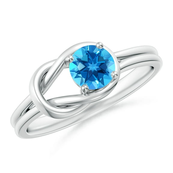 ANGARA Natural Solitaire Swiss Blue Topaz Infinity Knot Ring in 14K White Gold for Women (Size-5mm) | November Birthstone, Anniversary, Jewelry Gift for Women | Natural Swiss Blue Topaz Ring