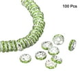 thumbnail image 3 of 100Pack 6mm Rondelle Spacer Beads, Silver Plated Green Rhinestone Spacer Beads, Round Spacer Loose Beads, 3 of 6