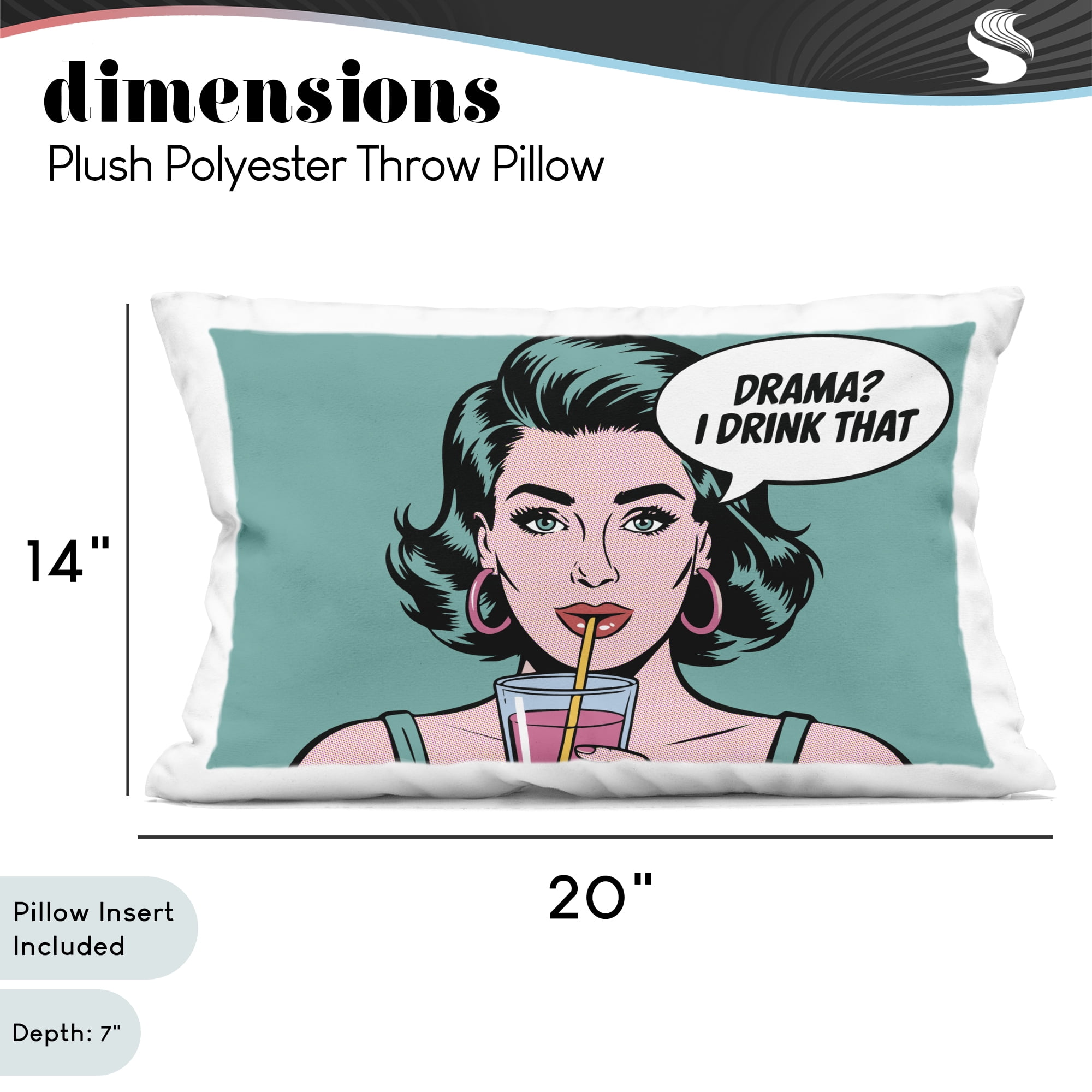 Stupell Industries Drink That Drama Decorative Printed Throw Pillow, design by Andreas Magnusson, 14 x 7 x 20