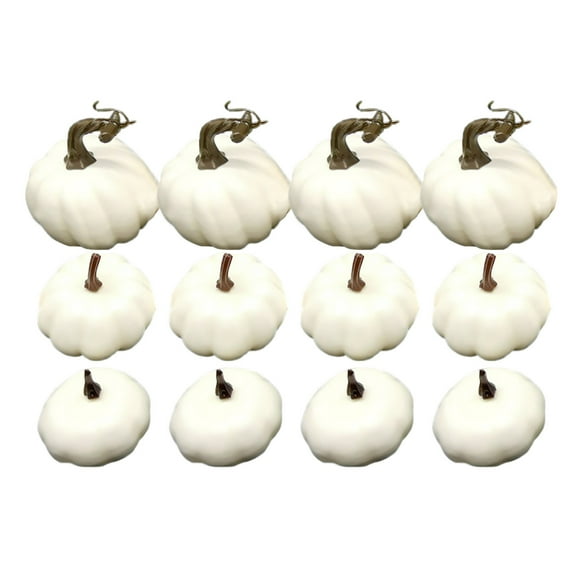 Fall Decor Artificial Pumpkins 12Pcs Assorted Rustic White - Foam Pumpkins, Ideal for Fall and Decor