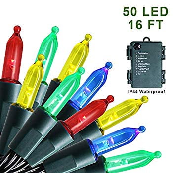 50 Led Battery Operated Christmas Lights 16 Ft Mini String 50 Led Battery Operated Christmas