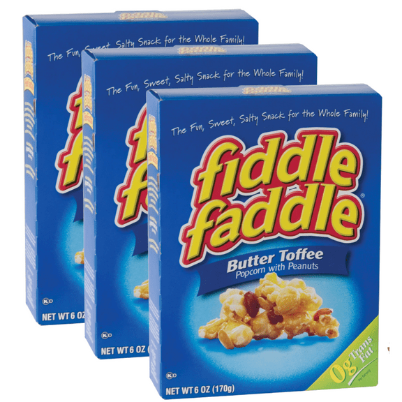 Fiddle Faddle Butter Toffee Popcorn with Peanuts 6oz. Boxes Sweet Salty & Delicious Snacks Kernel Corn  Great for Parties, Festivals & Family Movie Nights Set of 3