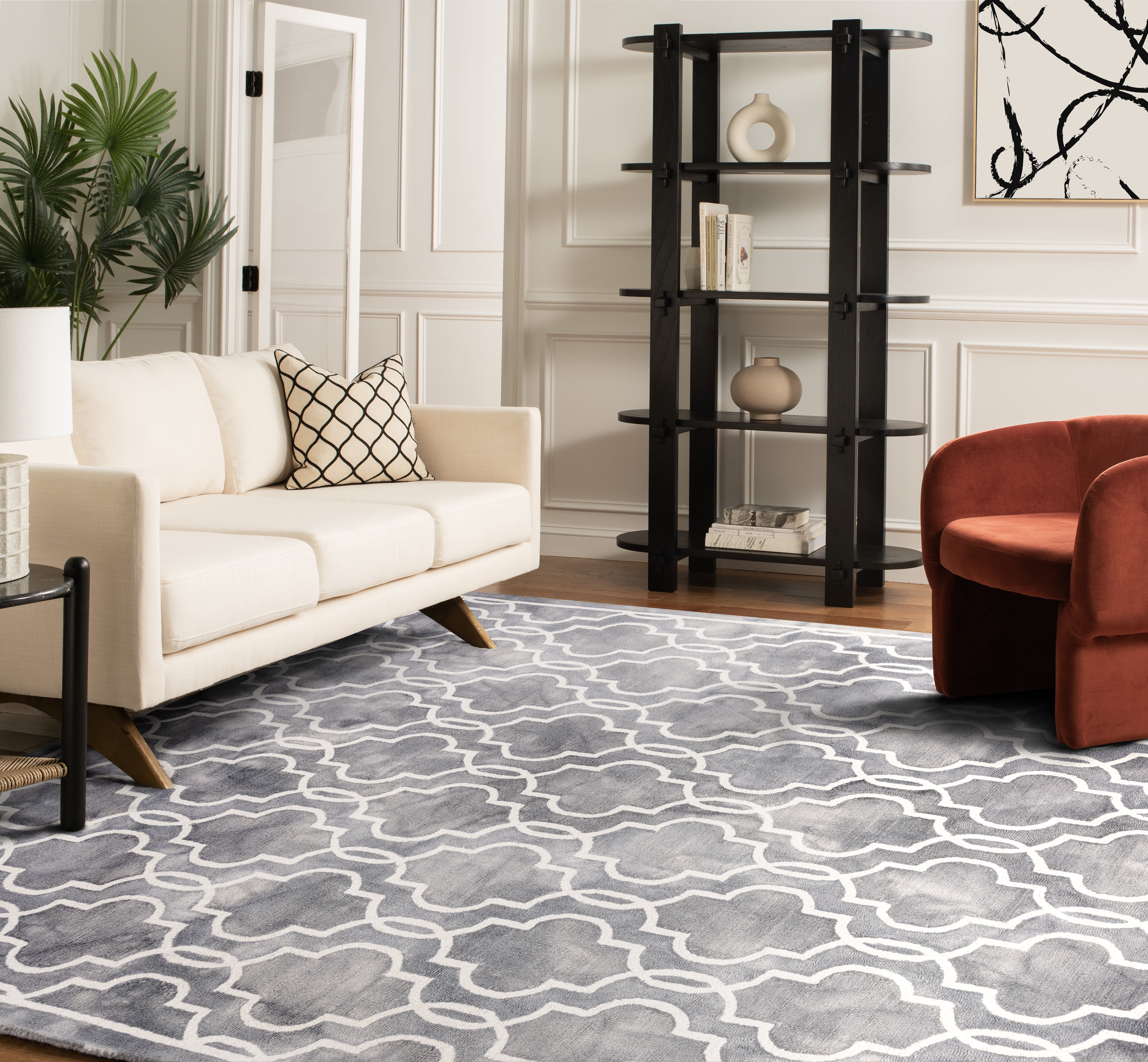 Safavieh Dip Dye Leighton Geometric Wool Area Rug, Gray/Ivory, 9' x 12'