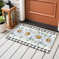 thumbnail image 4 of Daisy Entryway Rug 2'x3'&nbsp; Non Slip Front Door Mats, Spring Floral Black Plaid Eucalyptus Leaves Entrance Rugs Indoor Outdoor Carpet, Washable Floor Mats Small Area Rug for Bedroom Kitchen, 4 of 8