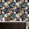 thumbnail image 2 of Peel and Stick Wallpaper Elegant Floral Bouquet Roses Orchids Butterflies Dark Wall Mural 17.7in x 9.8ft Self Adhesive Removable Wall Paper Renter Friendly Wallpaper for Nursery Bedroom Cabinets, 2 of 8