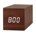 thumbnail image 1 of Reloj despertador digital, luces LED de madera, mini cubo moderno, reloj despertador de escritorio, hora, fecha, temperatura, adecuado para niños, dormitorio, hogar, dormitorio, viajes Levamdar  2034722-5, 1 of 8