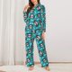 thumbnail image 2 of Fotbe Skull Cat Conjunto de Pijama de Manga Larga para Mujer con Estampado, Ropa de Dormir de 2 Piezas, Conjunto de Casa Suave y Cómodo con Bolsillos-Small, 2 of 7
