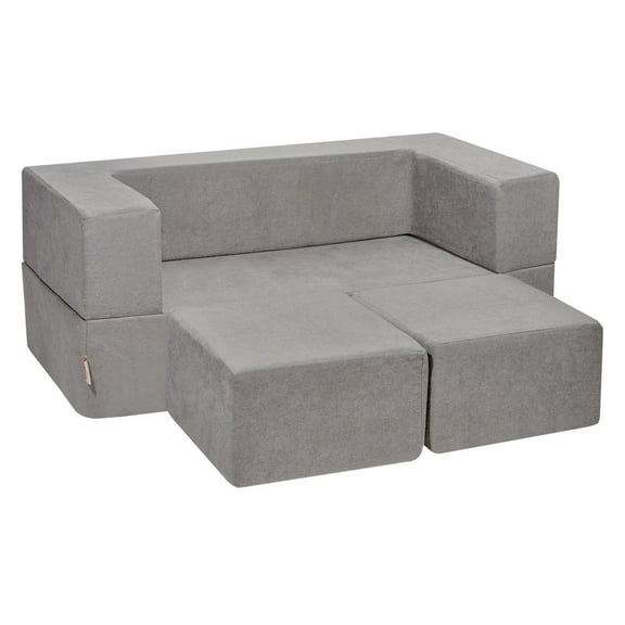 Kids Couch, 4Pcs Modular Kids Play Couch, Toddler Couch Sofa Bed, Kids Chair Seat Playroom Furniture, Child Sectional Sofa with Removable Cover for Kids Girls & Boys, Grey