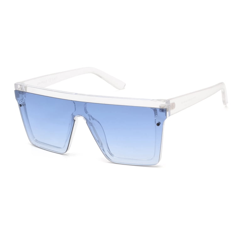 JIM HALO Flat Top Shield Sunglasses Square Mirror Rimless  display picture 2