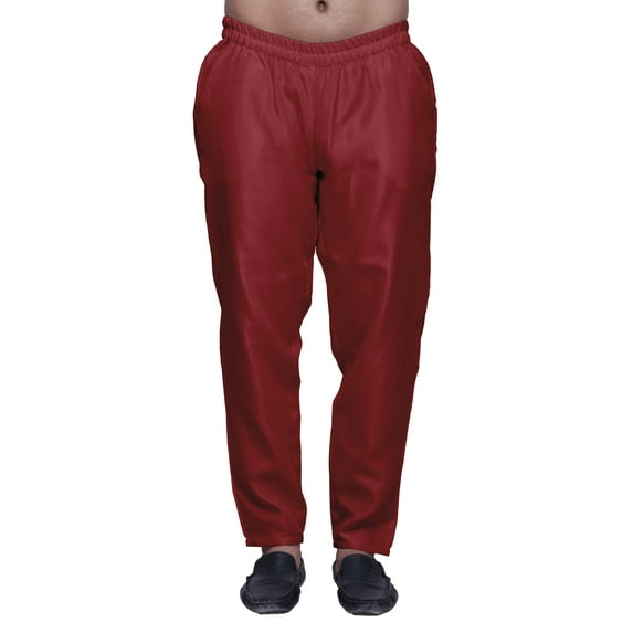 Atasi Men Solid Dupion Ready Made Pajama Ethnic Wear Adjustable Elastic Pants