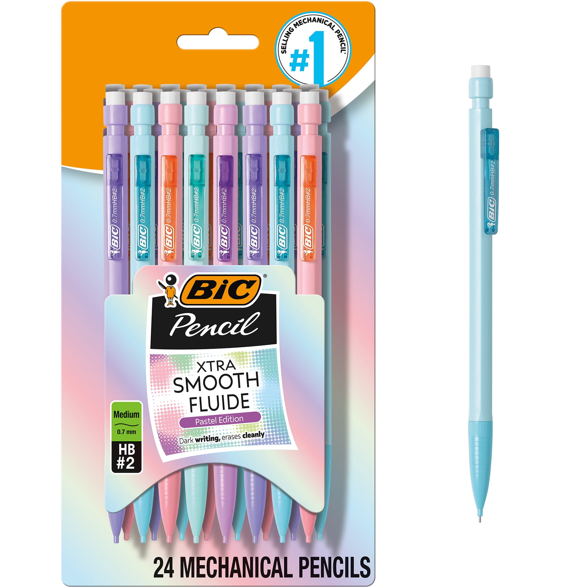 BIC Xtra Smooth Pastel Colored Mechanical Pencil, 0.7mm #2 Medium
