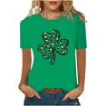 thumbnail image 1 of Pompotops Blouse Décontractée pour Femmes Imprimée pour la Saint-Patrick à Manches Courtes et Col Rond, 1 of 5