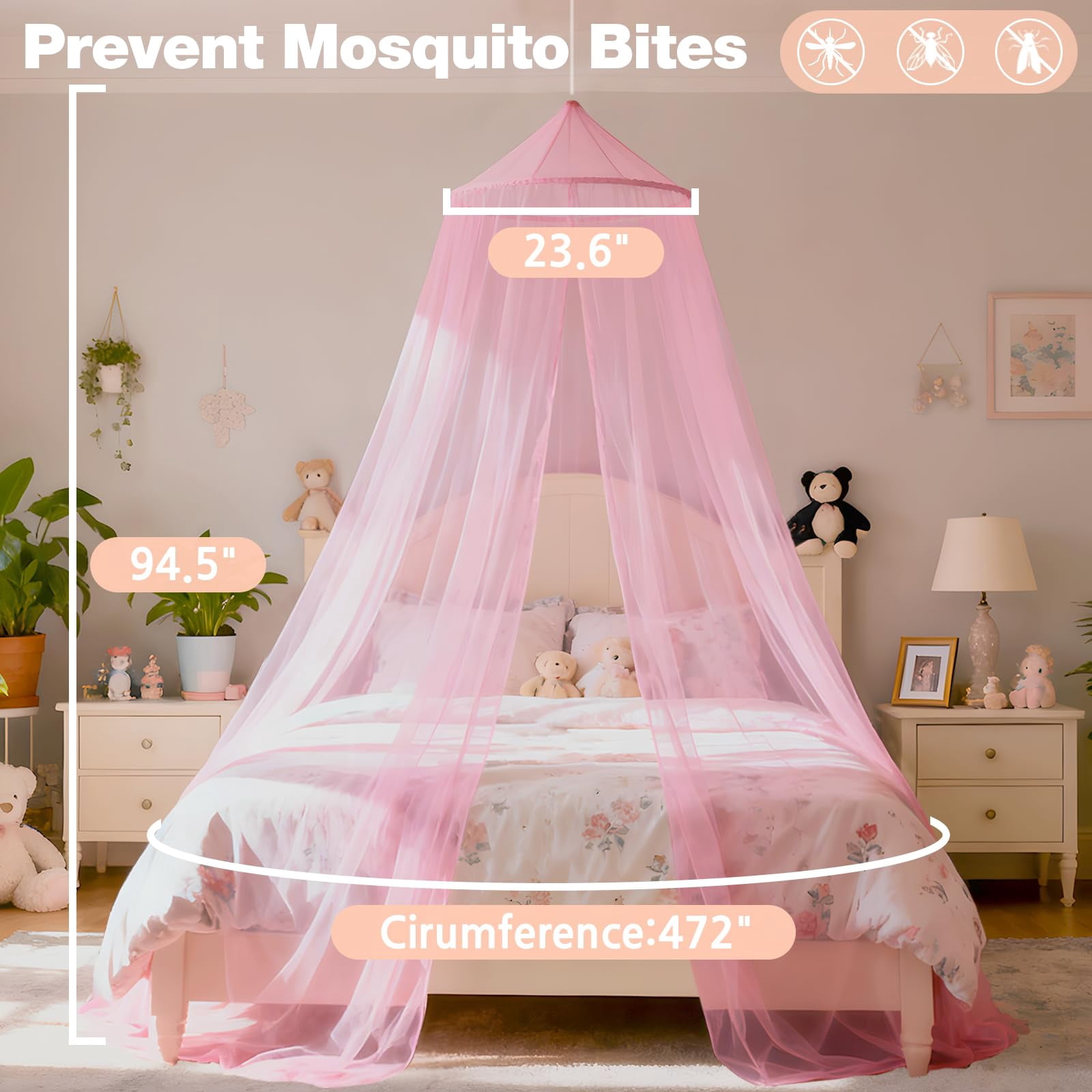 Pink Princess Bed For  Full And Queen Sizes; Mosquito Net Outdoor Use;bedroom Accessories;ceiling Tent Reading Nooks