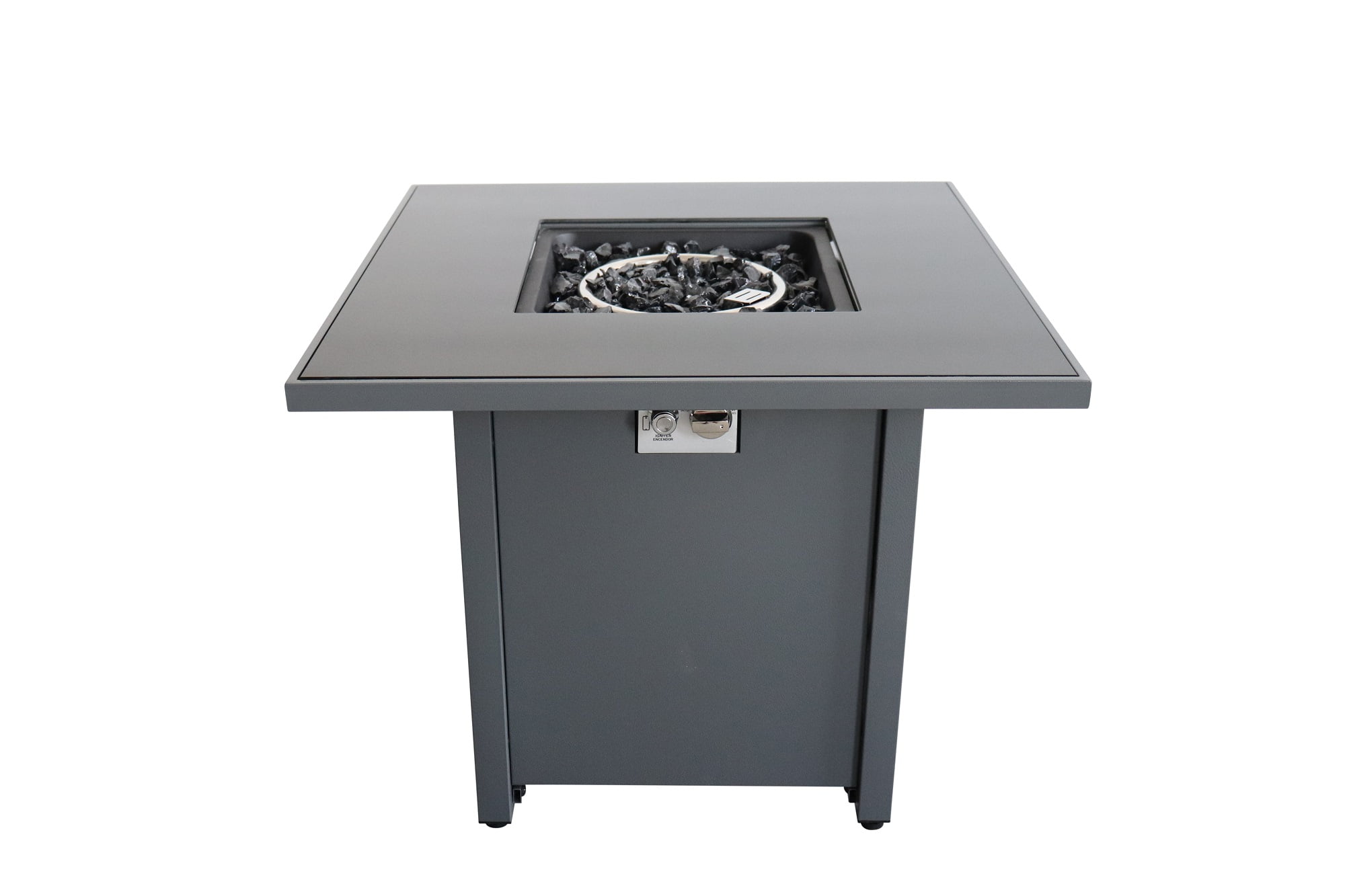 E-Western Fire Pit for Outdoor Home Garden Backyard 30 Inch Steel Grey Fire Table with BTU Output 40000 Propane Natural Gas Conversion Kit Included
