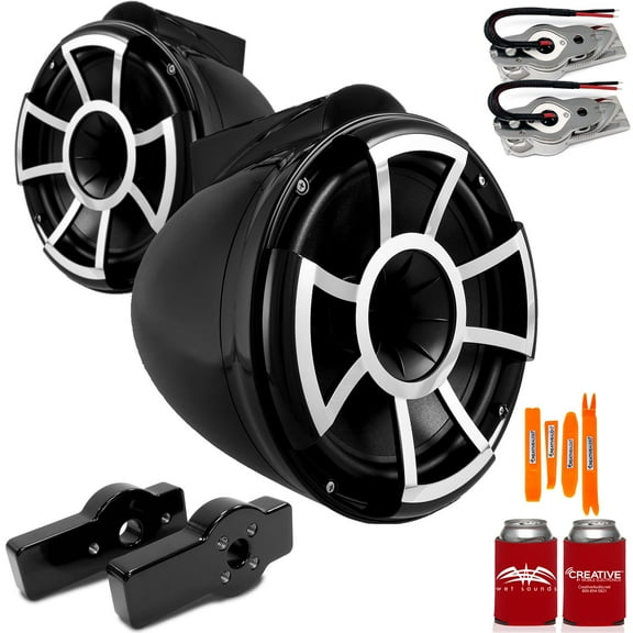 Wet Sounds for CENTURION MAXIMUS - REV 10 10" Black Swivel Mount Tower Speakers & CENTURION MAXIMUS Tower Adapters