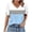 Sky Blue, variant on Turilly Women's Puff Sleeve Color Block Top Fashion Ladies V-Neck Button Detail Summer T-Shirt