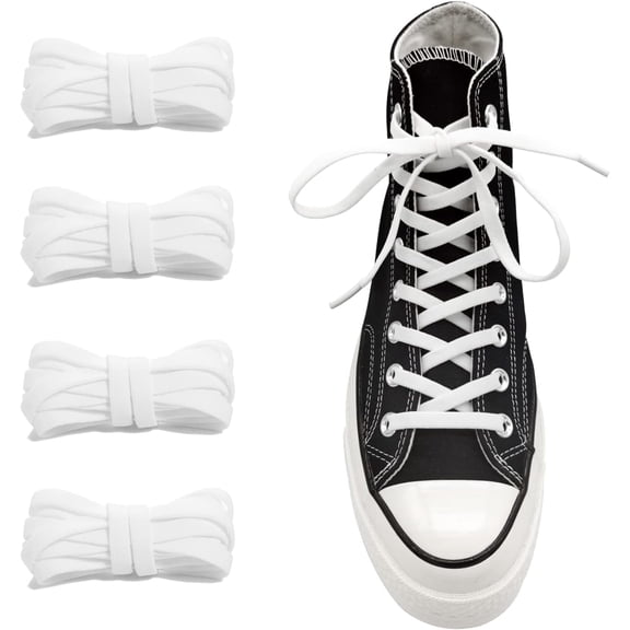 2 Pairs 5/16" Wide Elastic Shoe Laces for Converse High Tops, Stretch Flat Shoelaces Shoe Strings Replacement Laces
