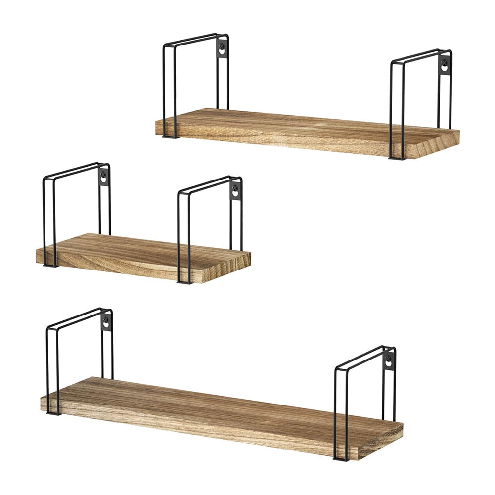 Rustic Floating Shelves Wood Wall Shelves Set of 3