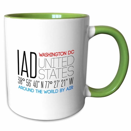 3drose, Decorative Text Iad, Washington Dc, United States, Coordinates, 11oz Two-tone Green Mug